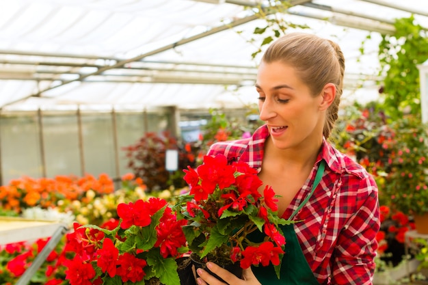 gardener in her green house flower shop