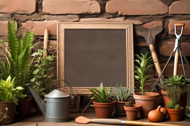 Gardeners frame mockup copy space