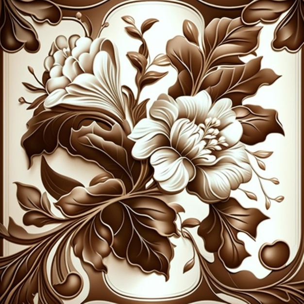 gardenia baroque floral, brown,white and black