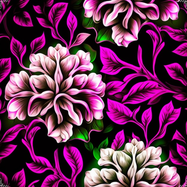 gardenia baroque floral, white,pink and green