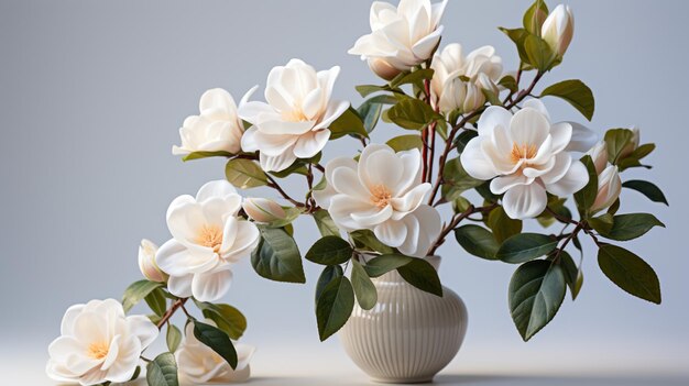 Gardenia flower in the vase on white background