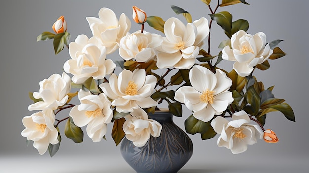 Gardenia flower in the vase on white background