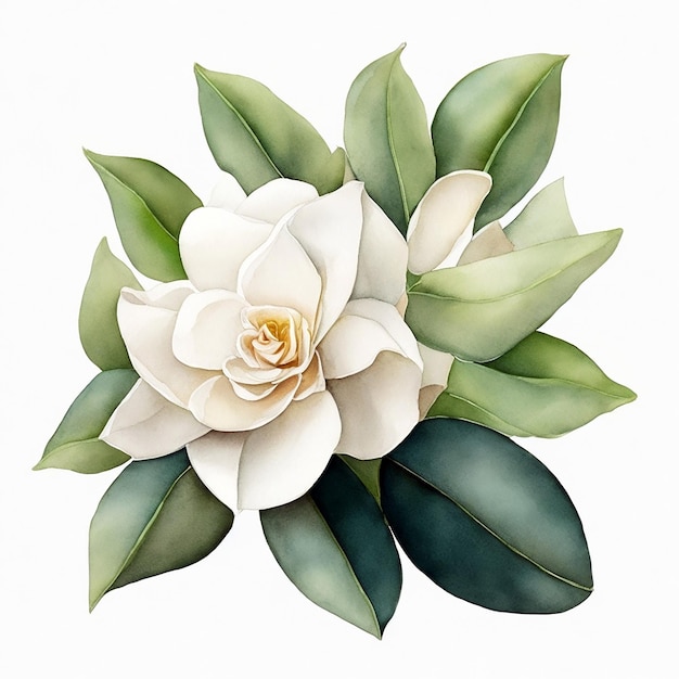 gardenia watercolor retro