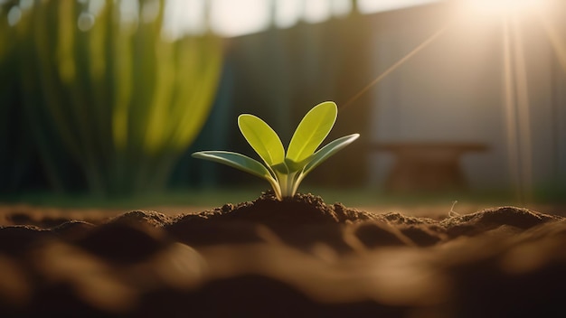 Gardening planting seeding farm sunny day agriculture groing leave greenery ground copy space banner