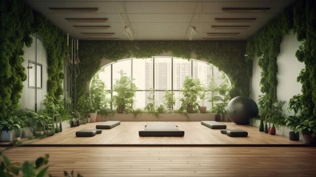 Foto studio di fitness ispirato al giardino naturale e sereno wal abcc1f generative ai