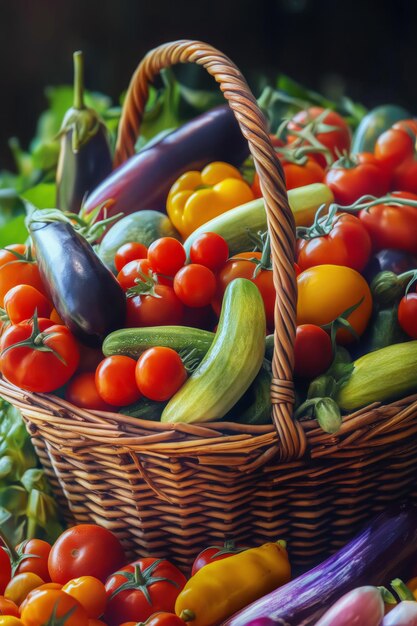 Foto giardini: cesto regalo pieno di verdure colorate