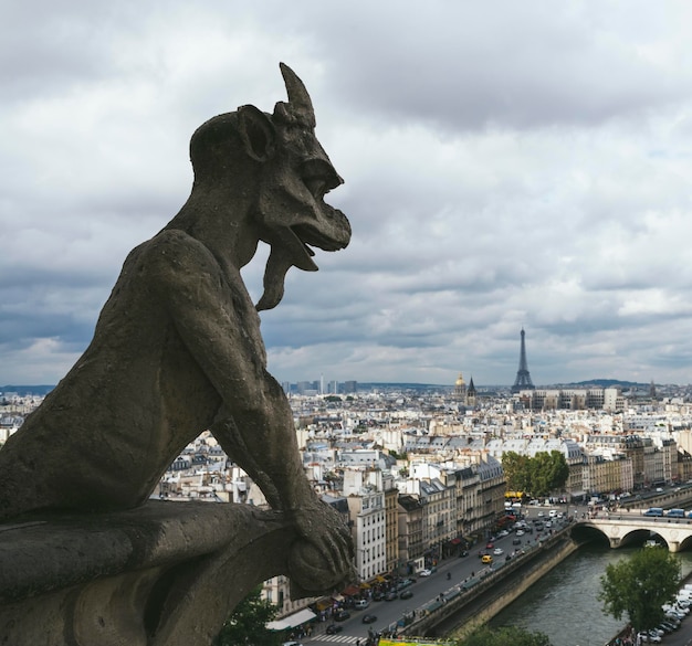 Gargoyle or chimera of Notre Dame de Paris