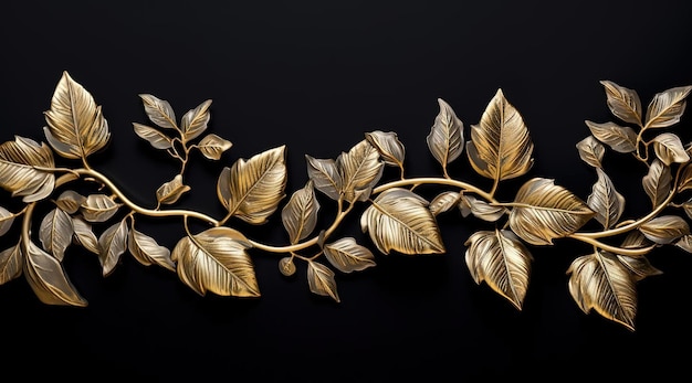 a garland of leaves on a black background