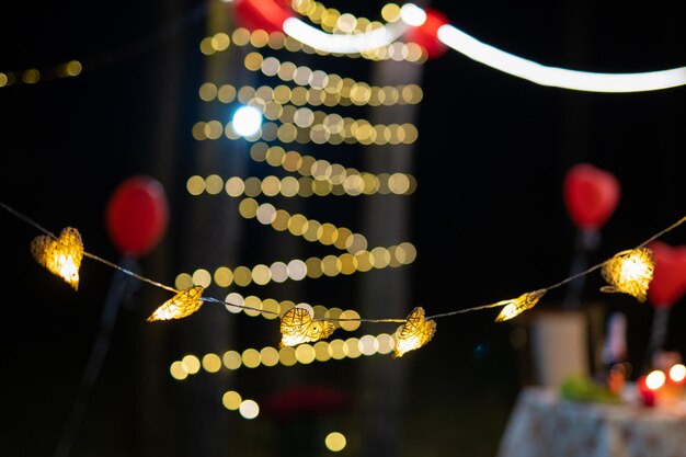 Photo garland with hearts beautiful bokeh