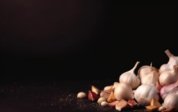 Garlic on a black background