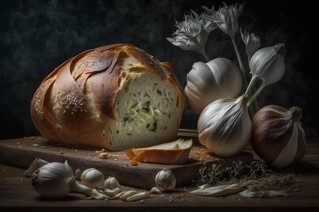 garlic bread on a table