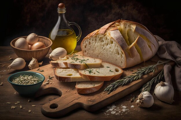 garlic bread on a table