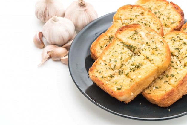 garlic bread on white