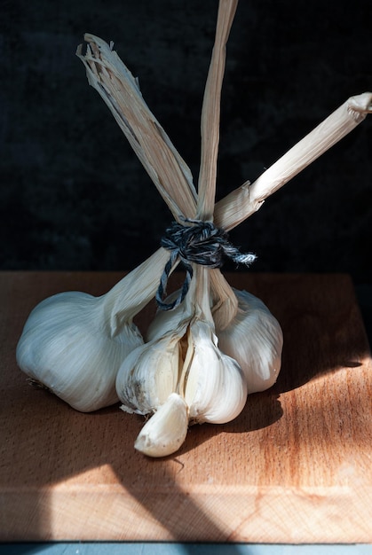 Garlic cloves tied with a string