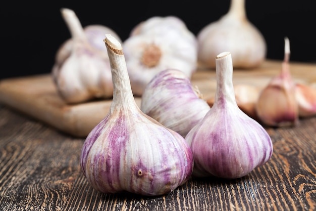 Garlic  cloves on wooden table