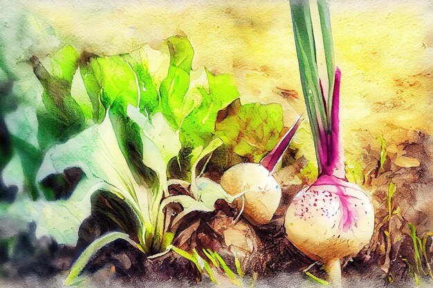 Photo garlic grows in a raised bed garden generative ai