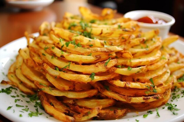 Photo garlic herb shoestring potato fries