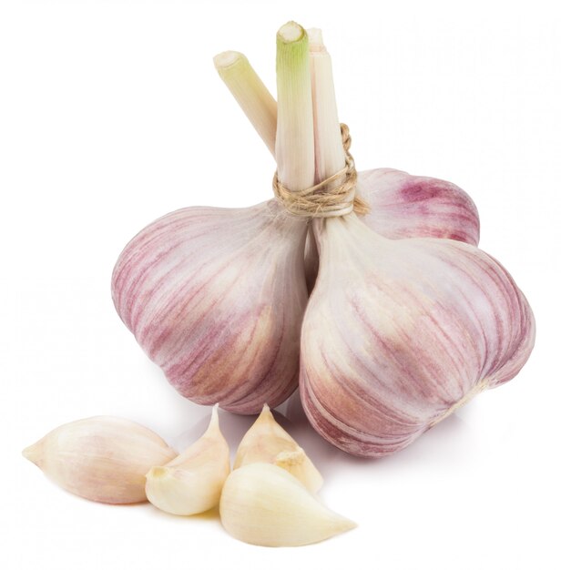 garlic isolated on white with clipping path