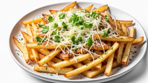 garlic parmesan fries isolated on white background