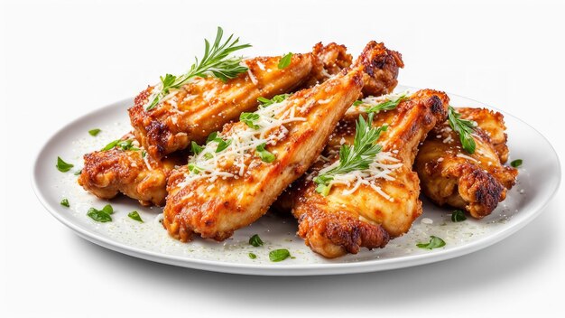 garlic parmesan wings isolated on white background