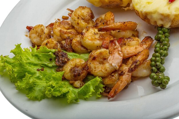 Garlic shrimps with potato