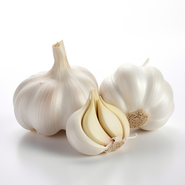 Garlic on white background