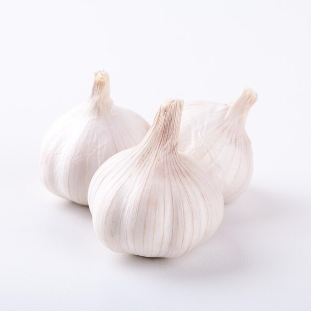 Garlic on white background