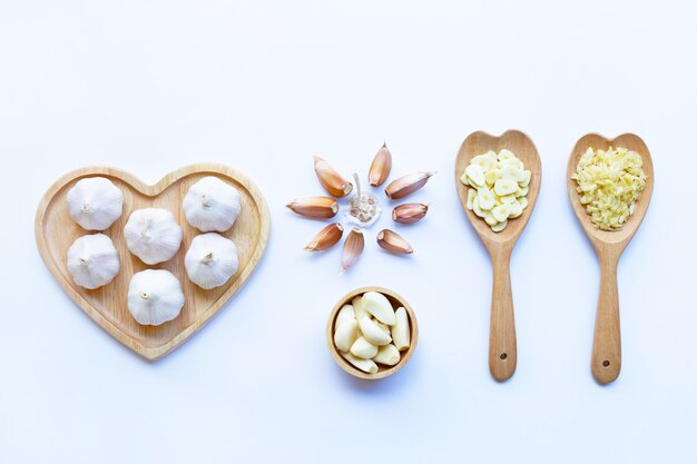 Garlic on white background.