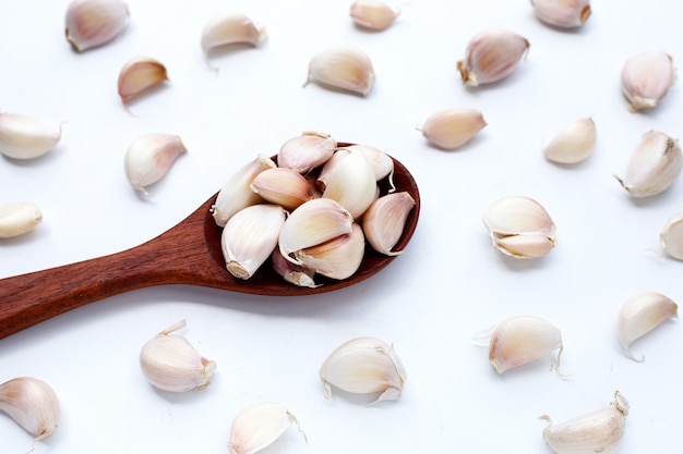 Garlic on white background