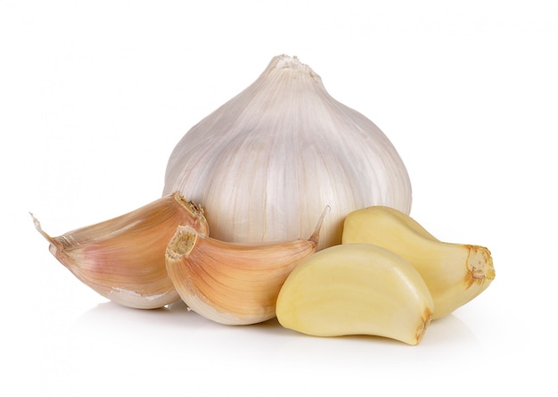 Garlic on white background