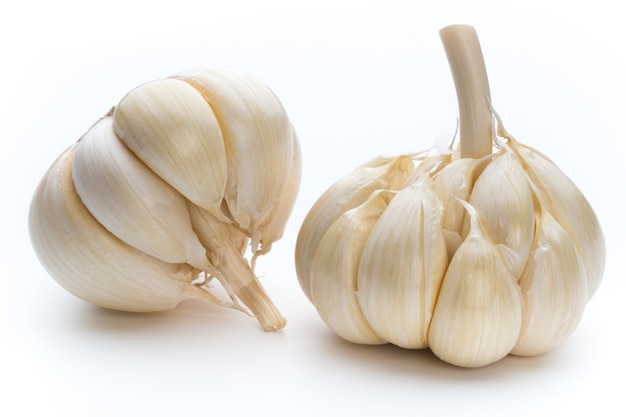 Garlic on white surface