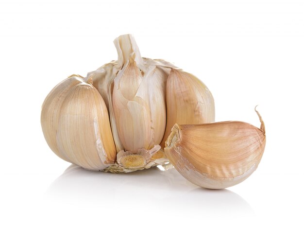 Garlic on white wall