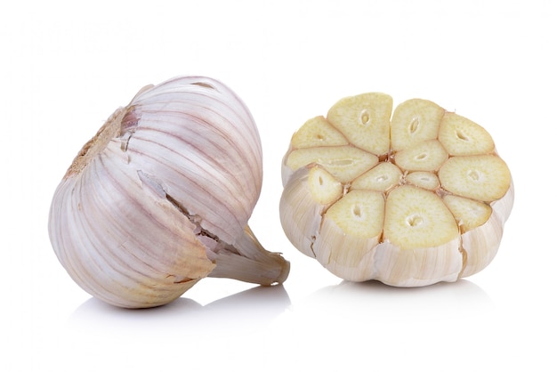 Garlic on white wall