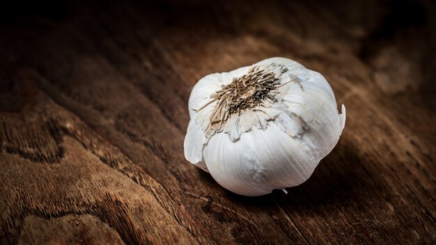 garlic on wood