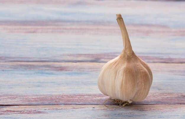 Garlic on a wooden table