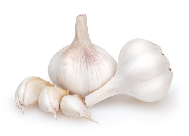 Garlics isolated on white background with clipping path