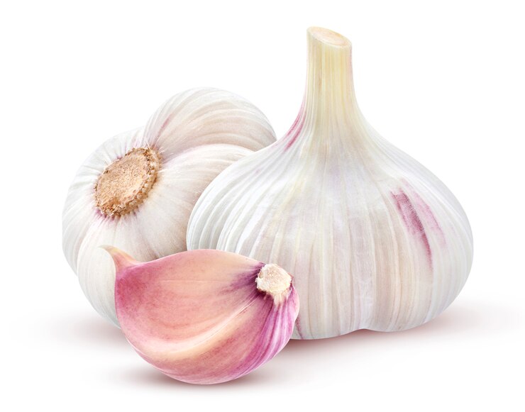 Photo garlics on white surface