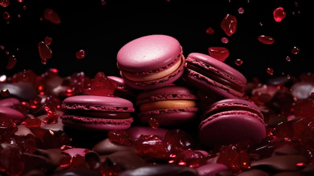 Garnet Background with macarons