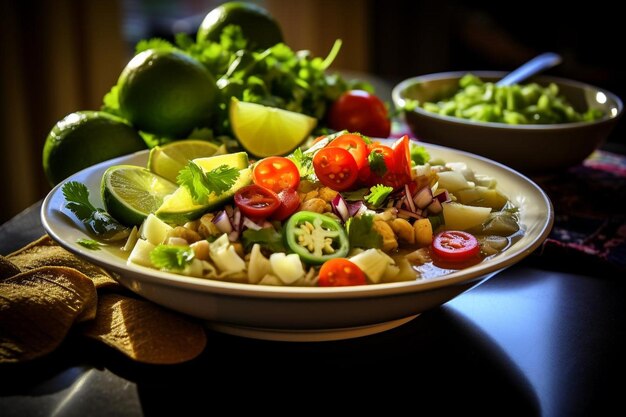 Garnij van pittig limoen Pozole