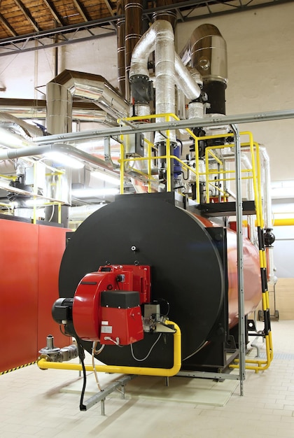 Gas boilers in gas boiler room for steam production