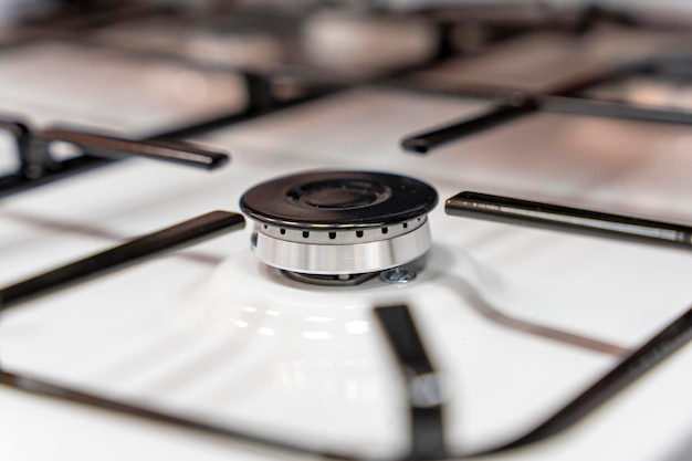 Gas burner closeup Home gas stove The hob in the kitchen