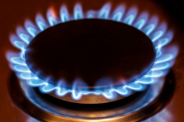 Gas burner flame at gas stove