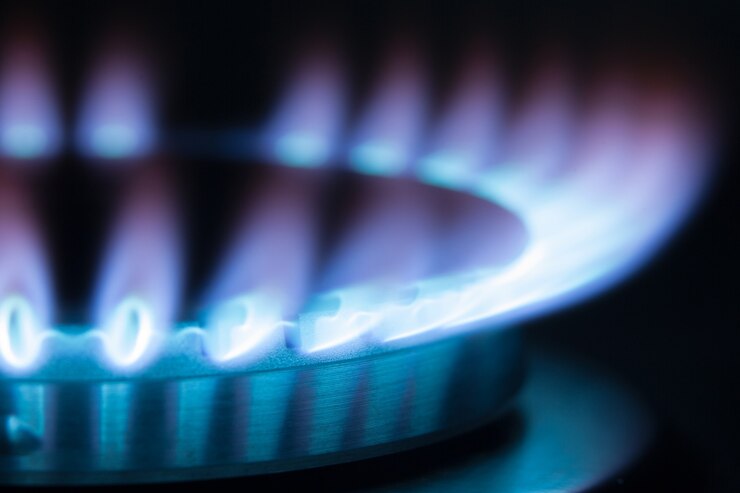 Фотография горение газа в горелке газовой духовки