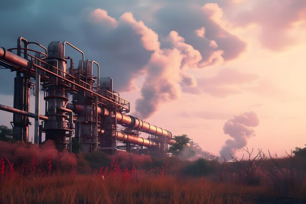 Photo gas distribution station and pipes generative ai