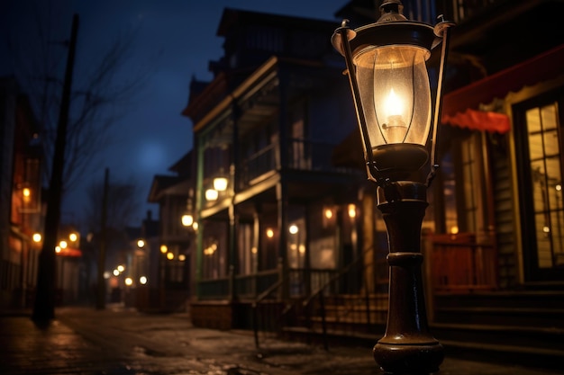 gas lamp contrasted with an led light created with generative ai