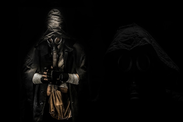 Gas mask man in the hood