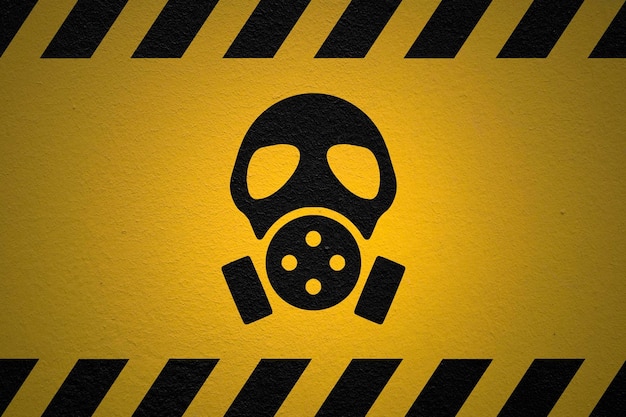 Gas mask warning sign