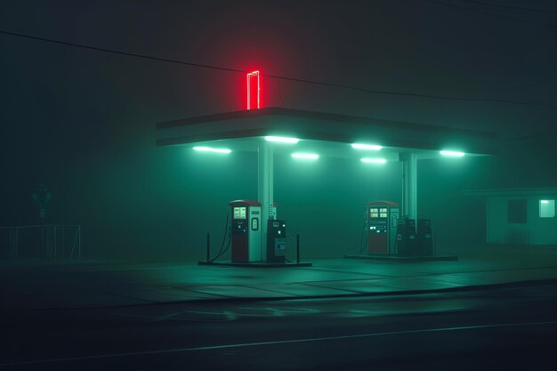 gas station by night AI generated