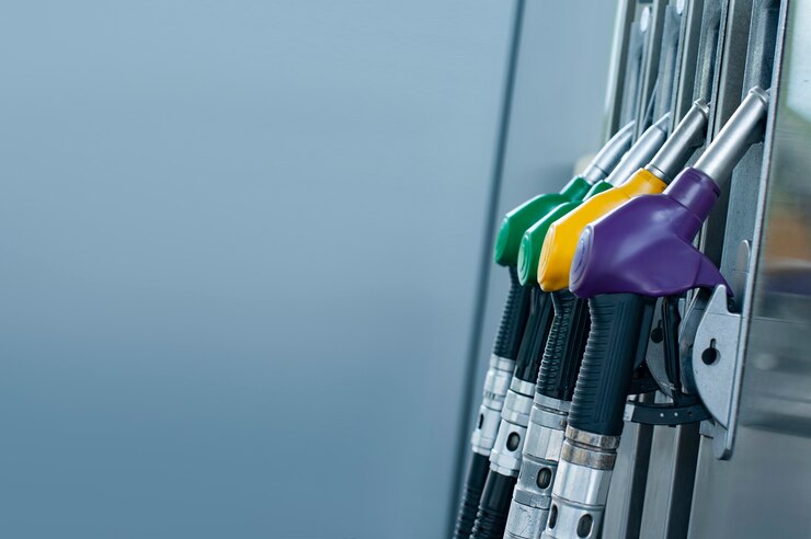 Gas station for cars close up