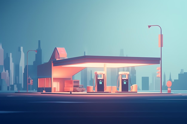 Gas station in the city